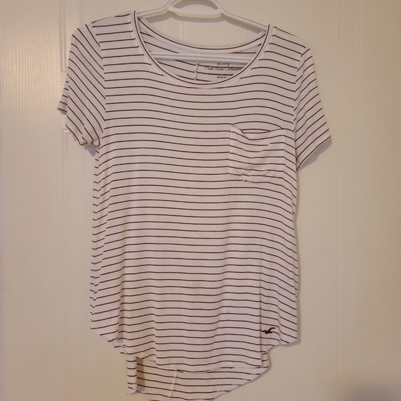Hollister Must Have Collection Striped Pocket Short Sleeve T-shirt White XS - Picture 1 of 4